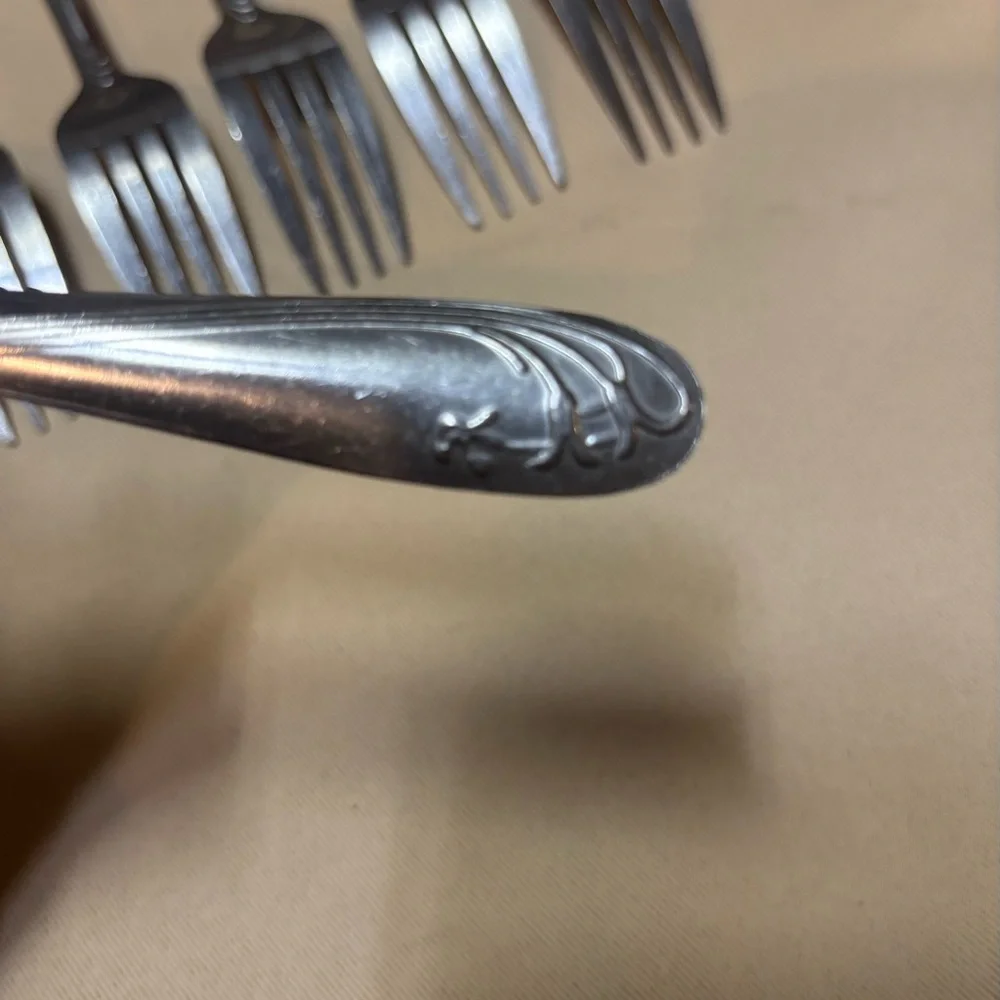Stainless Steel China‎ Flatware Dinner Forks Set Of 11 Swirl Pattern